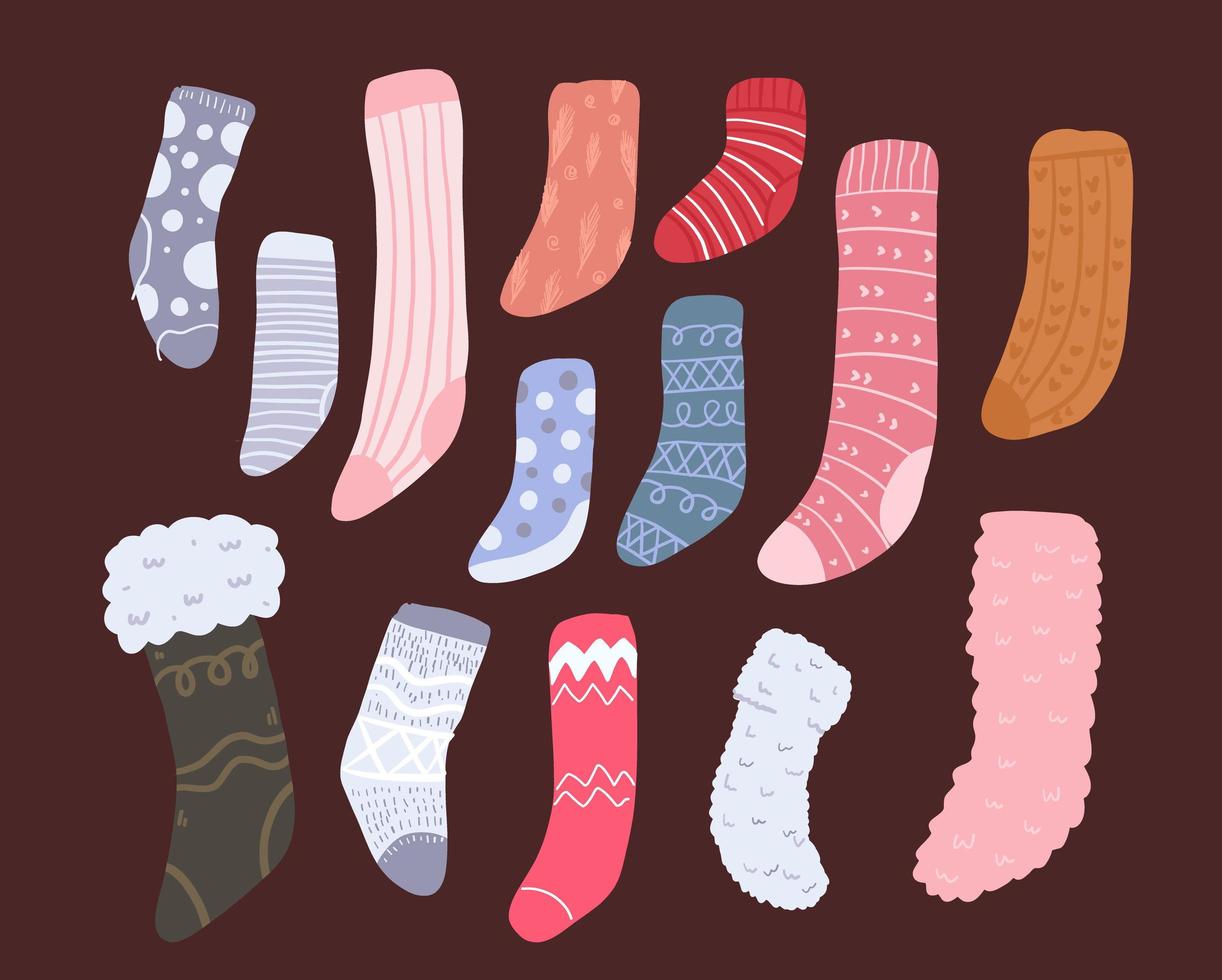 Christmas cute cartoon sock elements vector