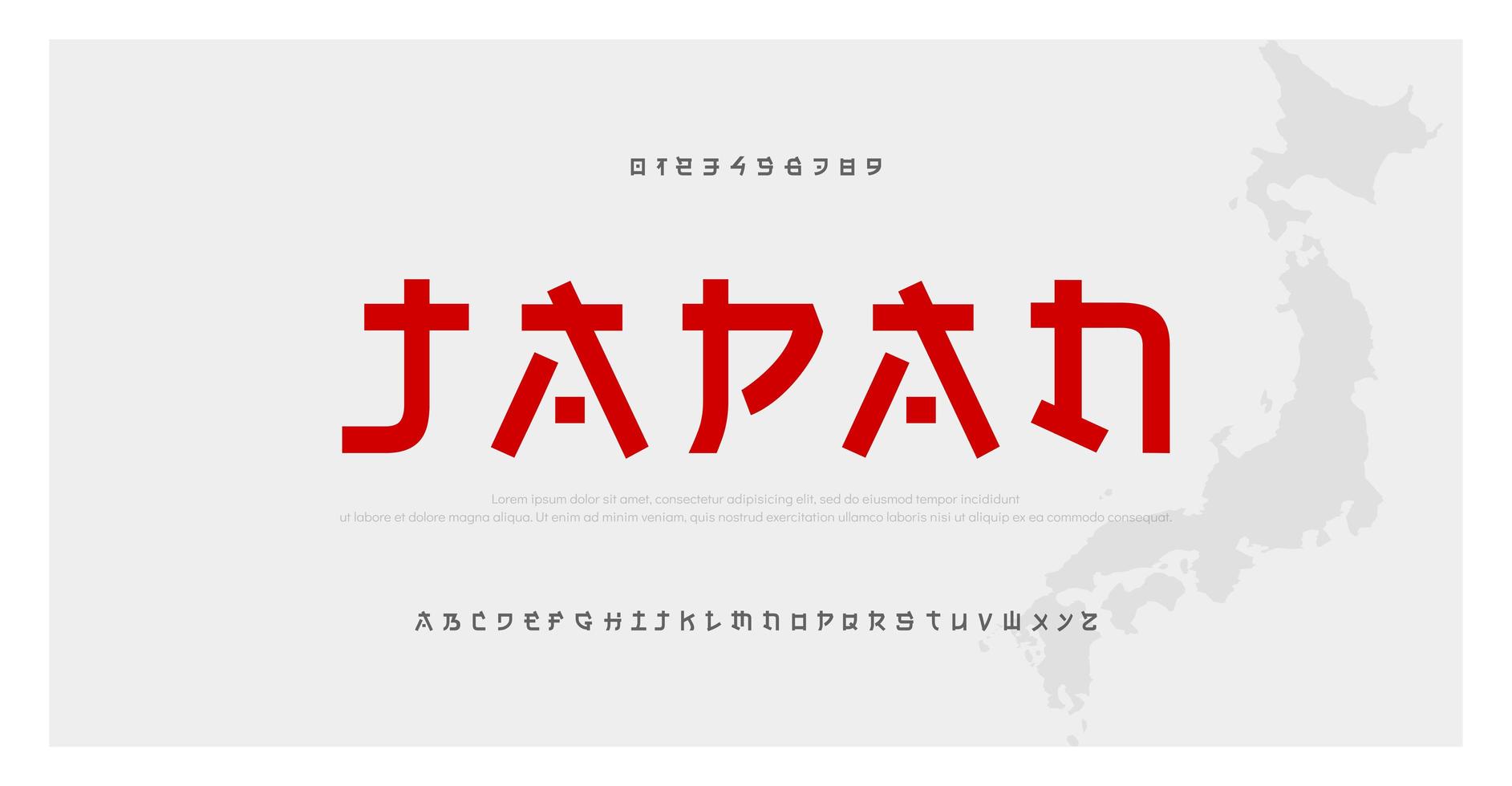 fuente de alfabeto de estilo moderno japonés vector