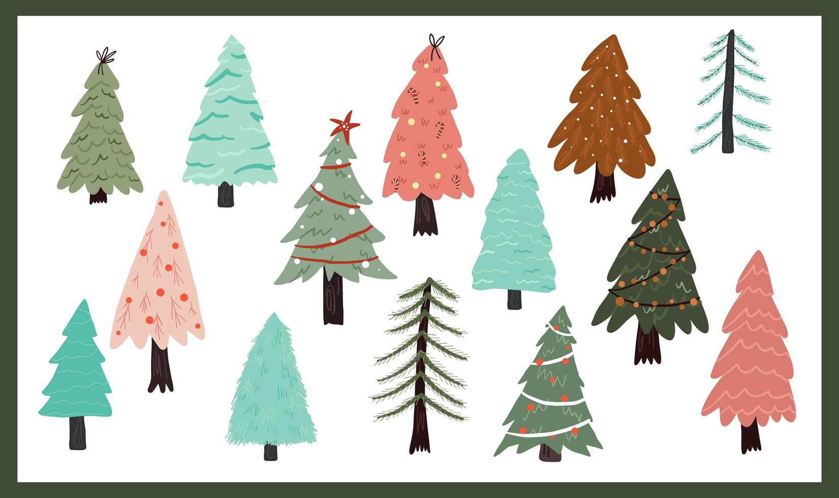 Christmas cute tree elements vector