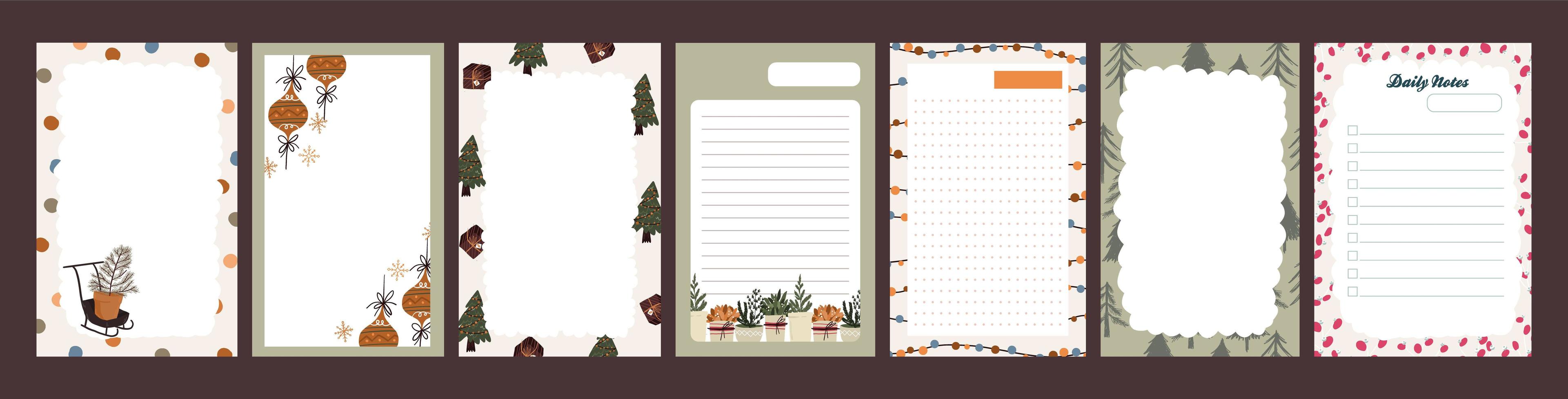 Christmas holiday journal, notepad set vector