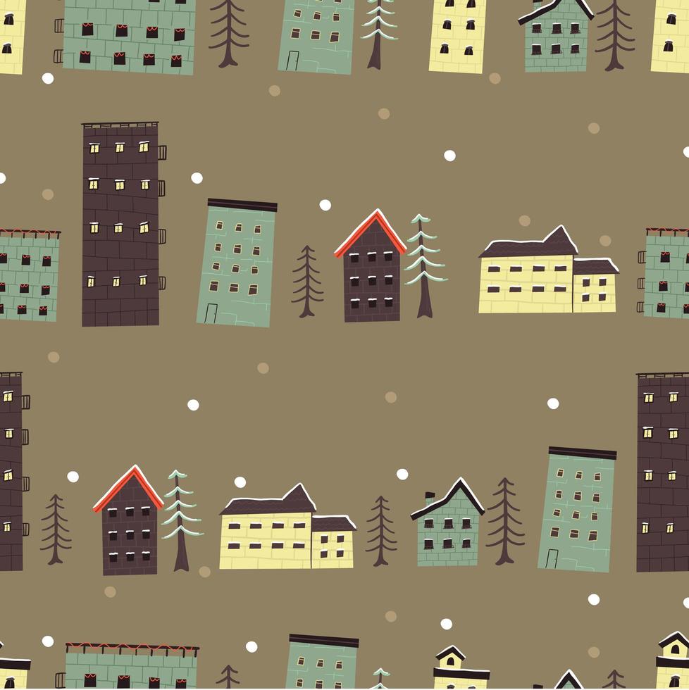 Christmas house pattern vector