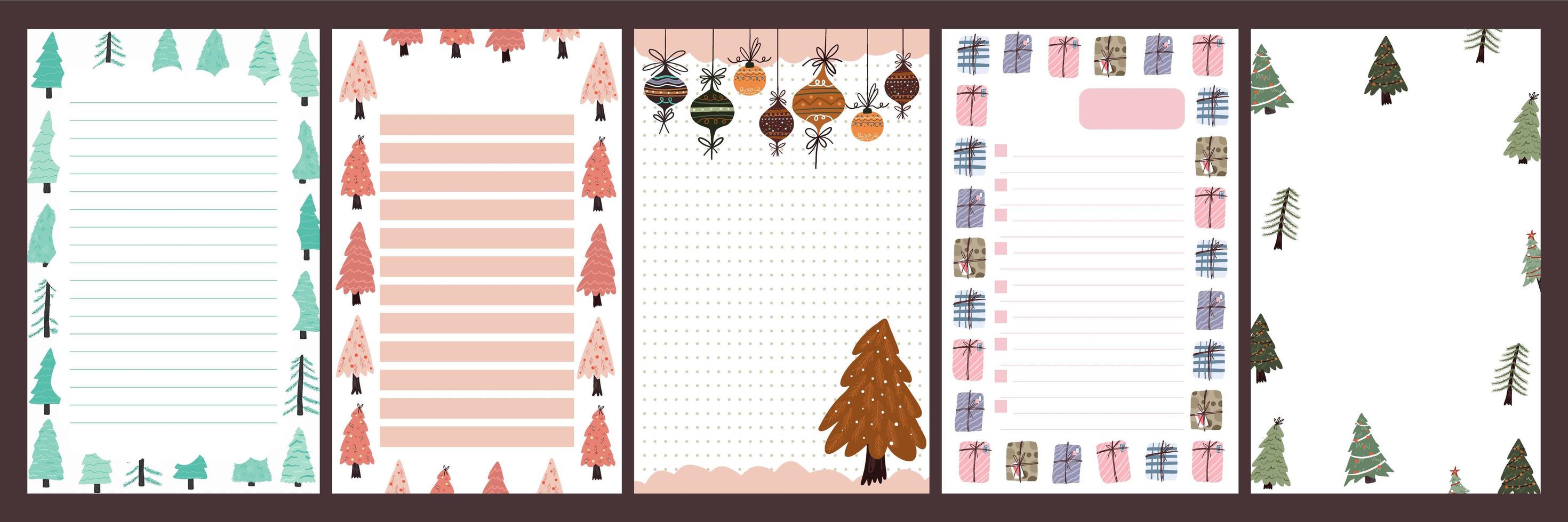 Christmas holiday journal, notepad set vector