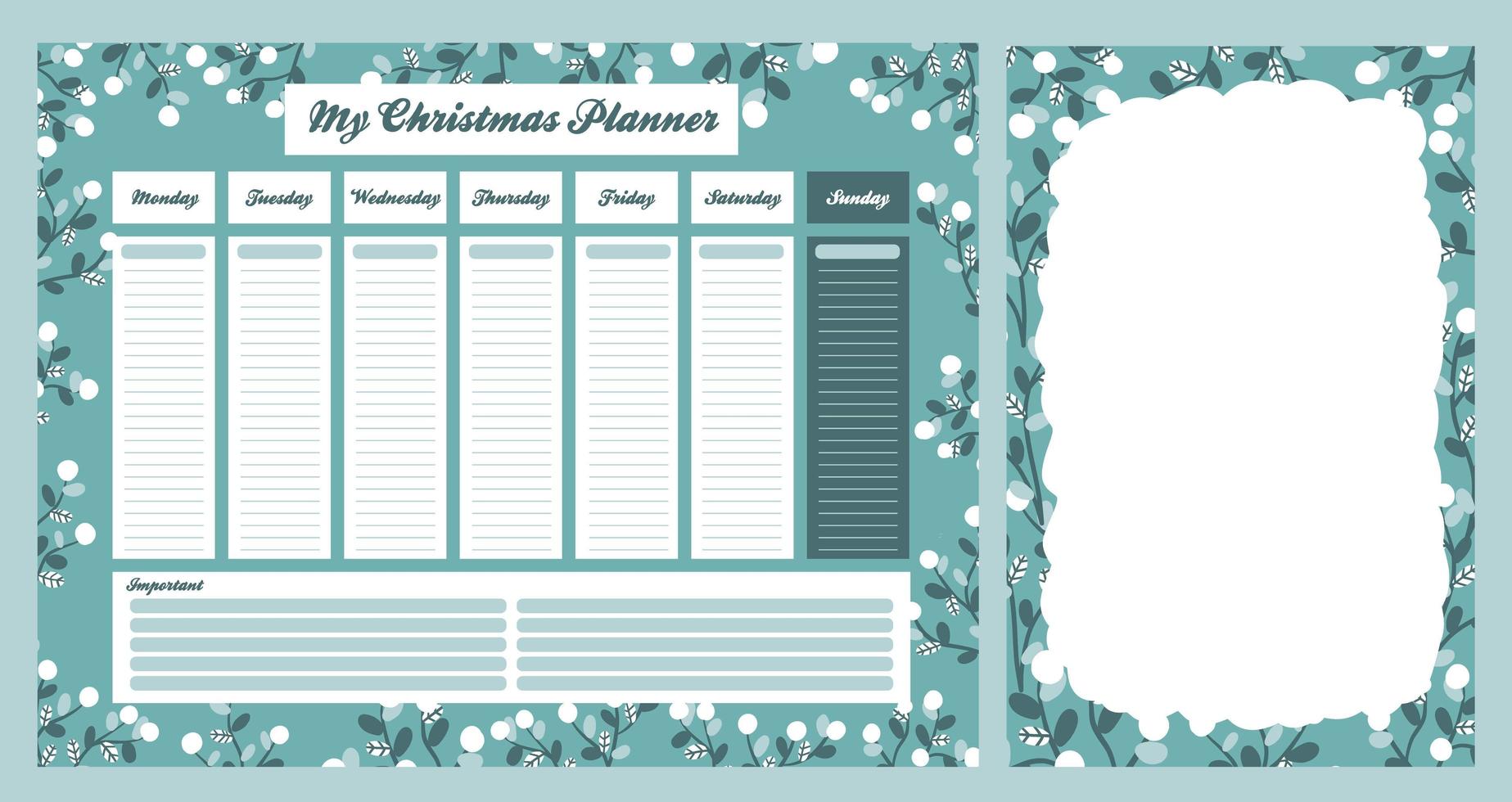 Christmas weekly daily planner in Scandinavian style vector