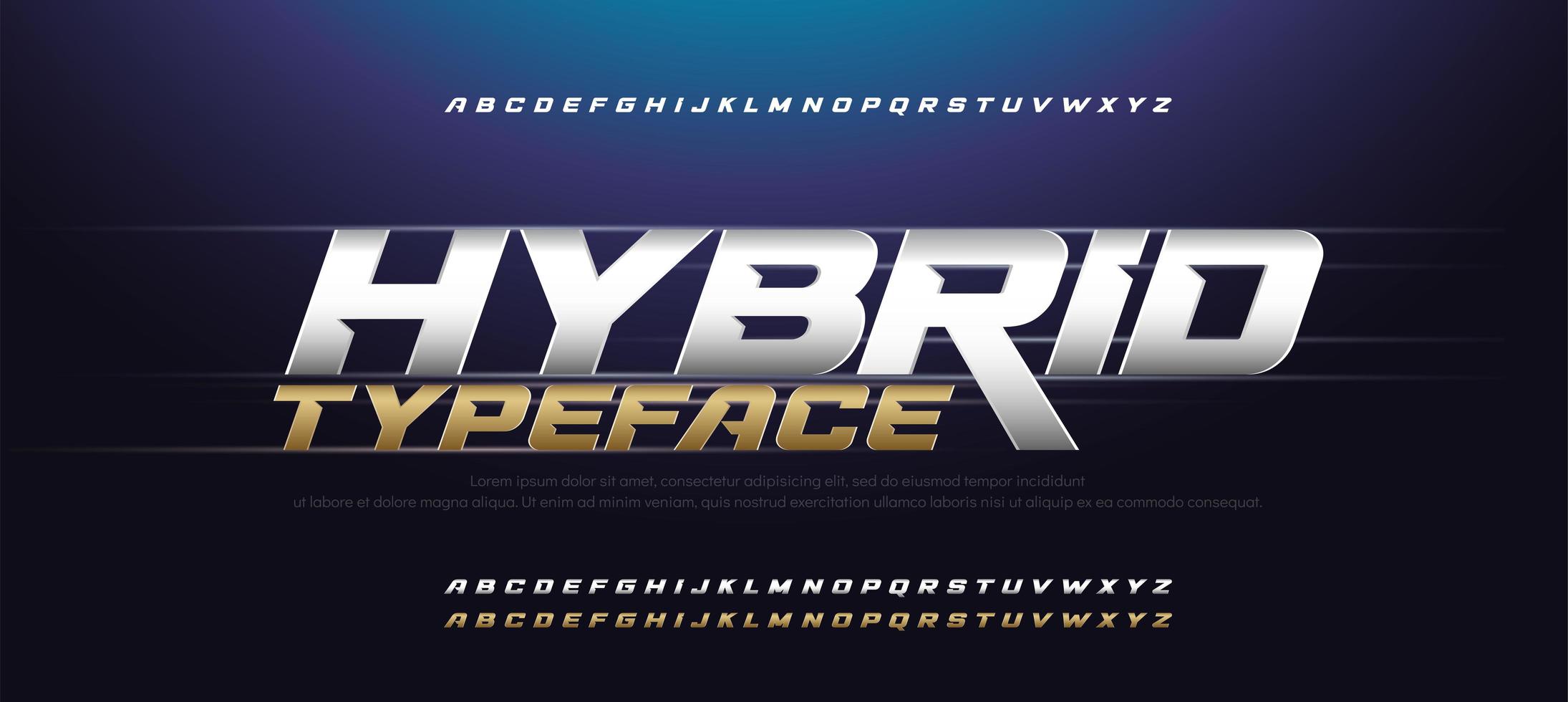 Sport Modern Italic Alphabet Gold and Silver Font vector