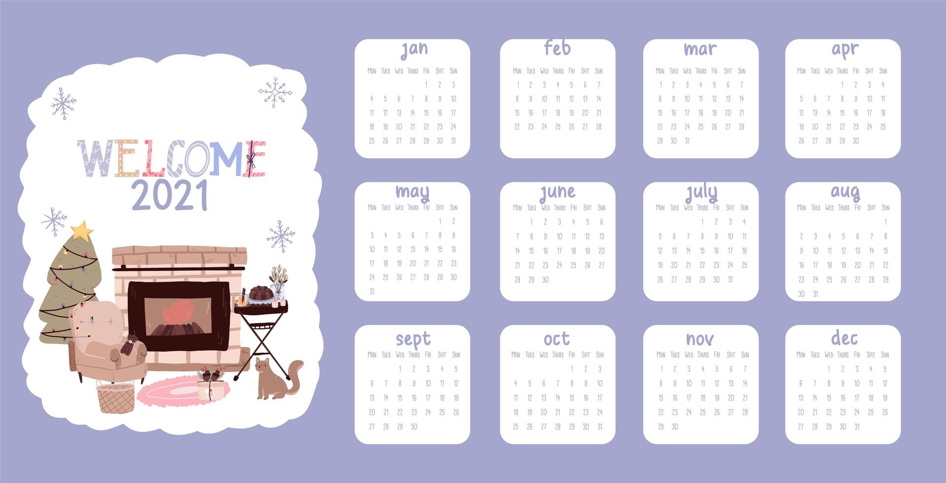 Christmas 2021 calendar vector