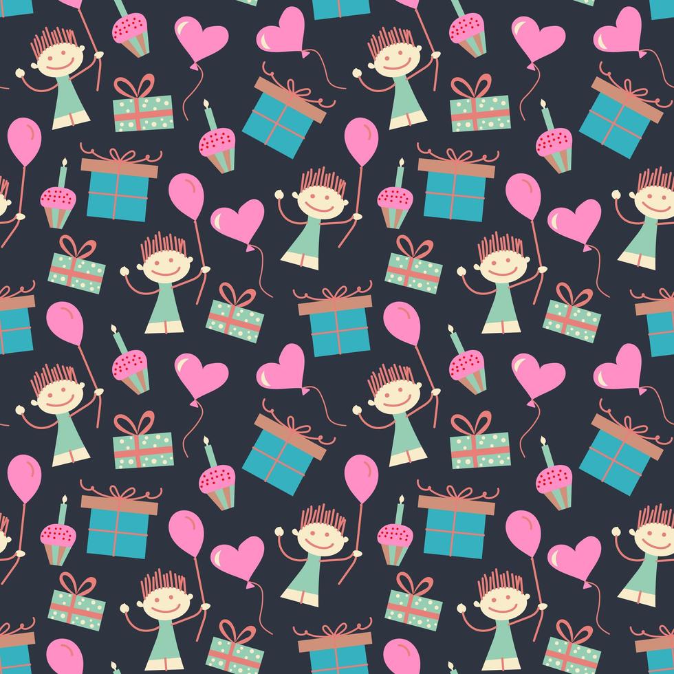 Seamless pattern with boy and balloon vector