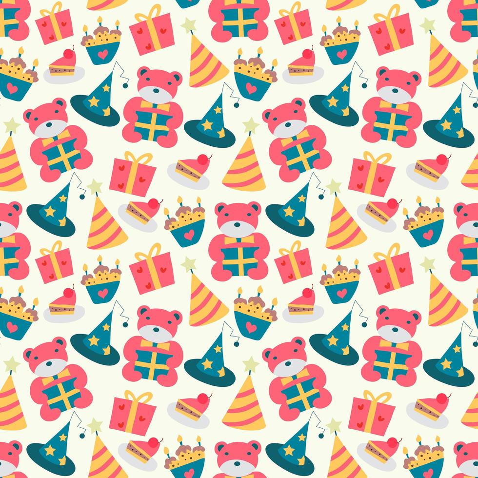 Happy Birthday pattern with bear vector