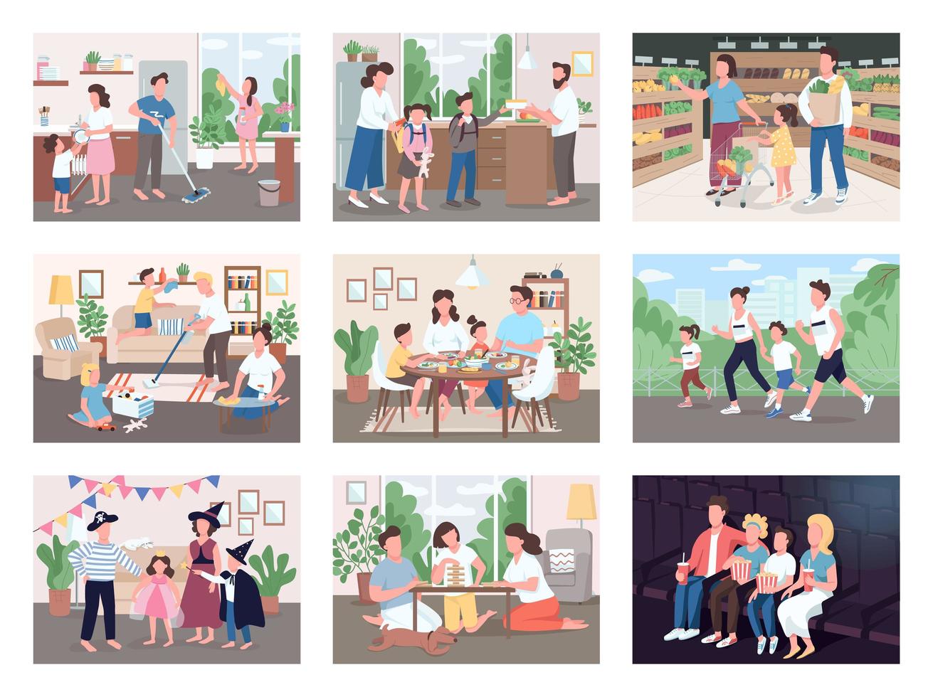 Family routine set vector