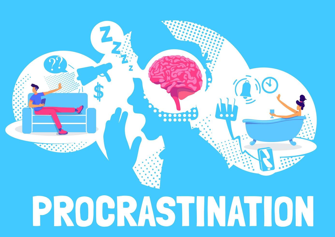 diseño de cartel de procrastinación vector