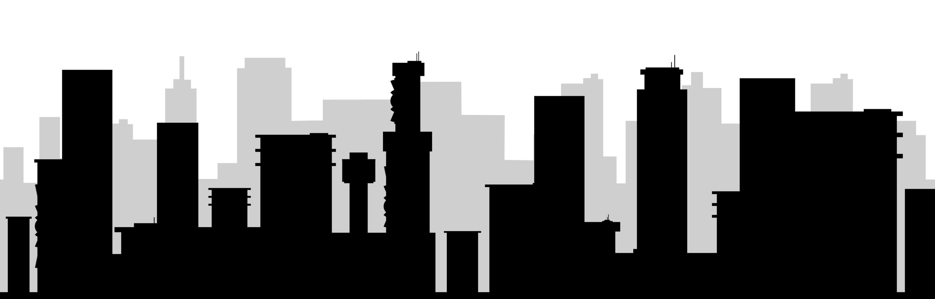 Cityscape black silhouette seamless border vector