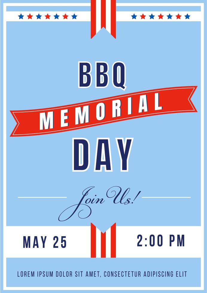 Memorial Day BBQ poster vector