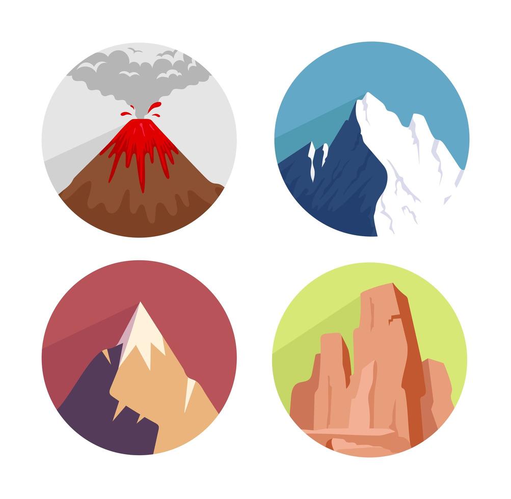 Mountains icons set vector