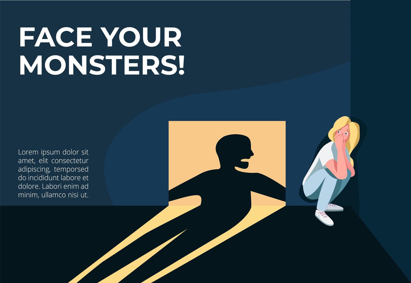 Face your monsters banner vector