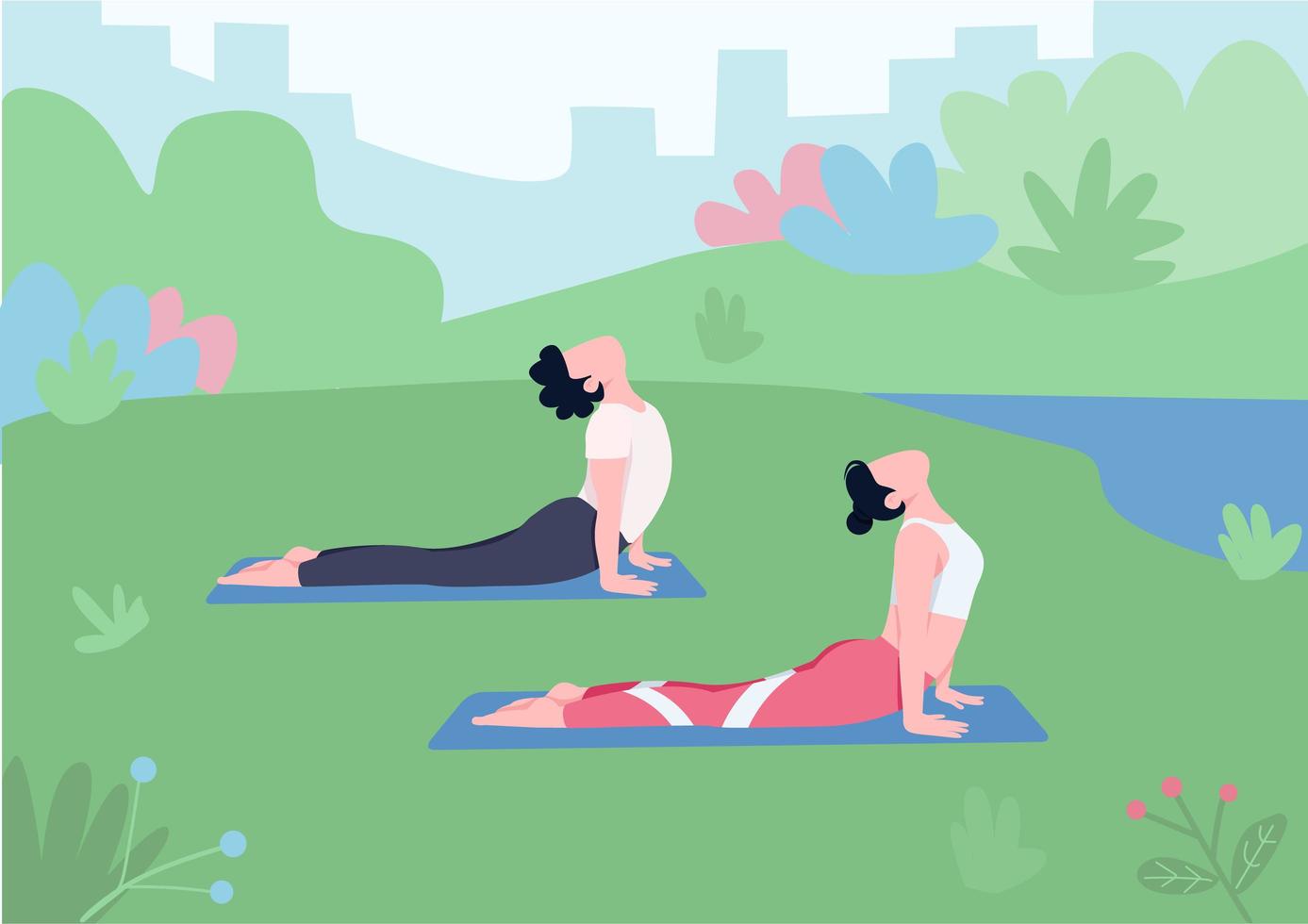 Outdoor yoga session vector