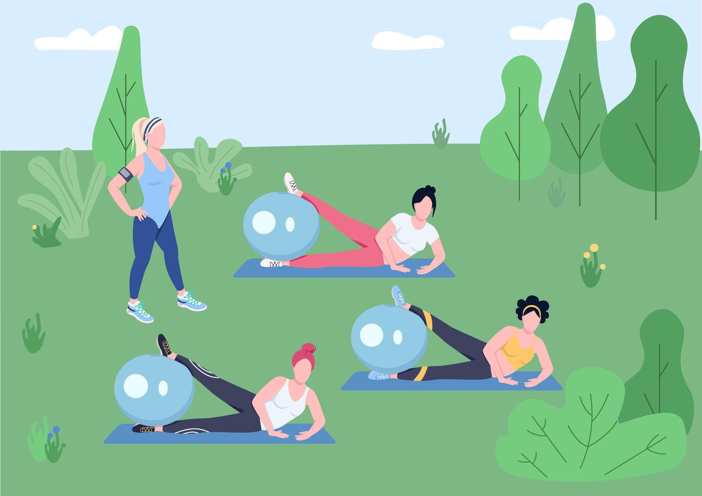 Outdoor pilates class vector