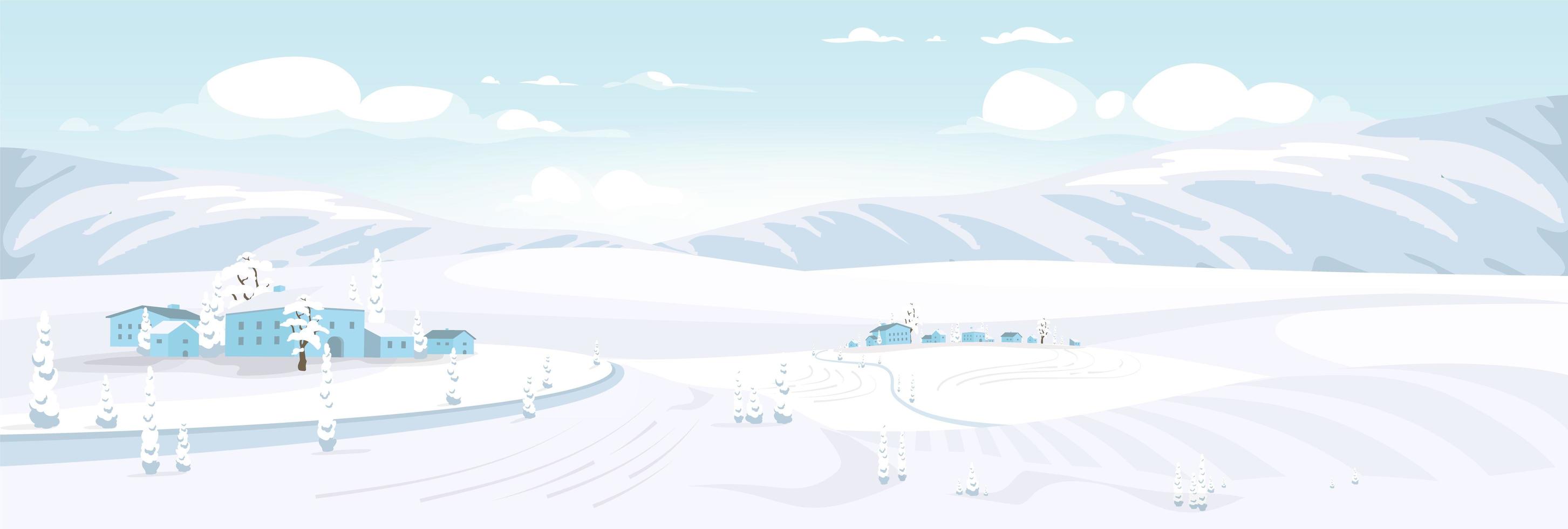 perspectiva del paisaje de invierno vector