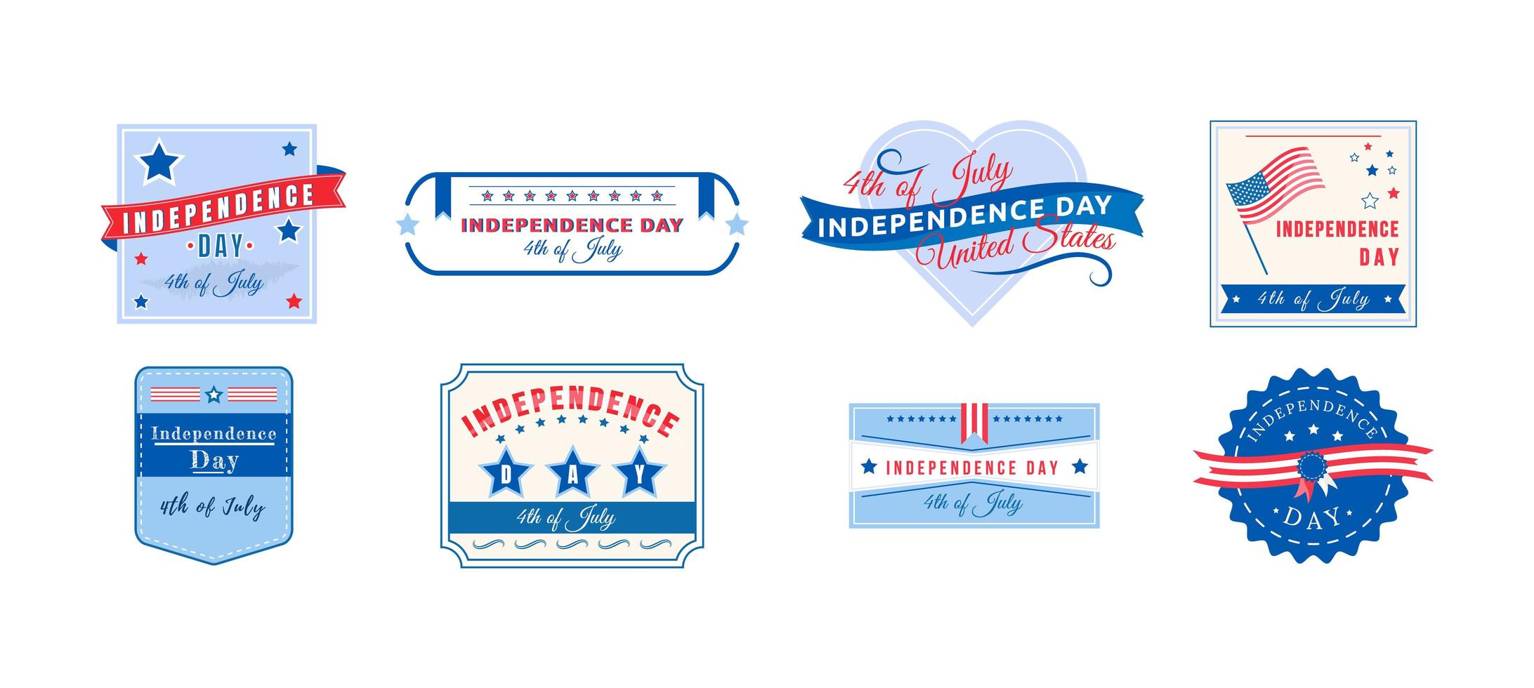 conjunto de insignias de vacaciones de independencia americana vector