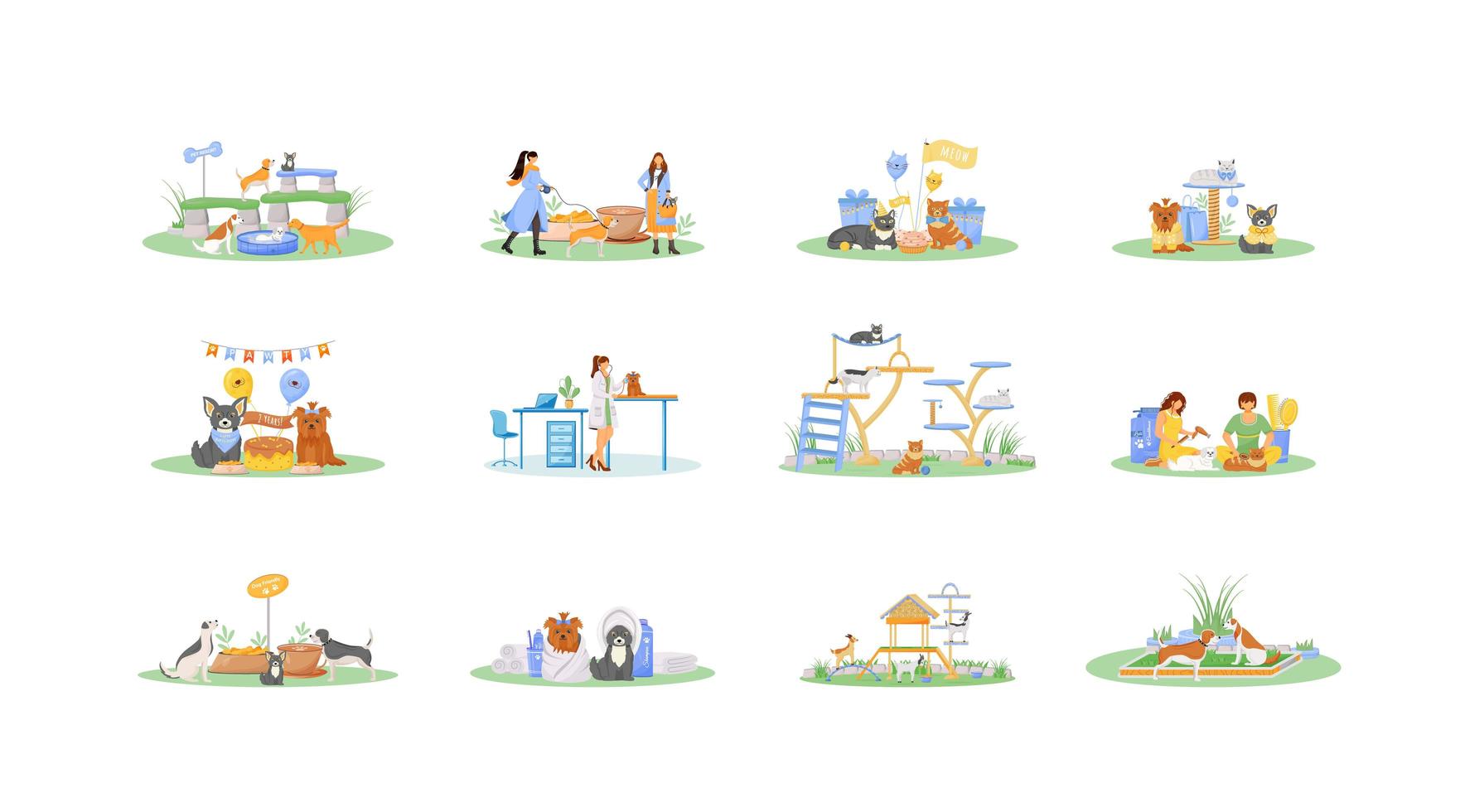 Pet owner characters set vector