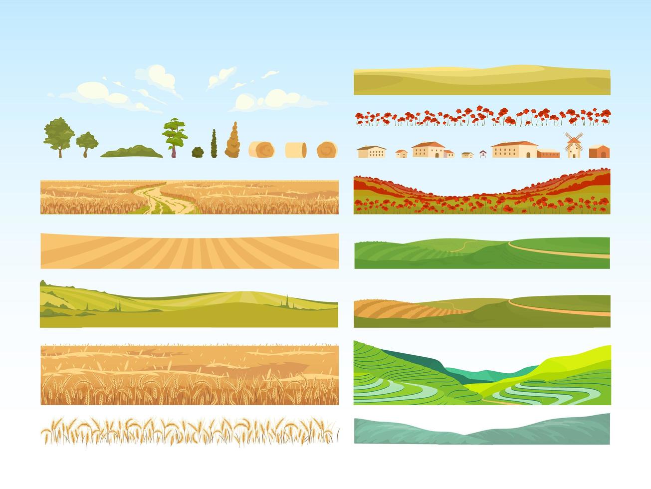 Agriculture objects set vector