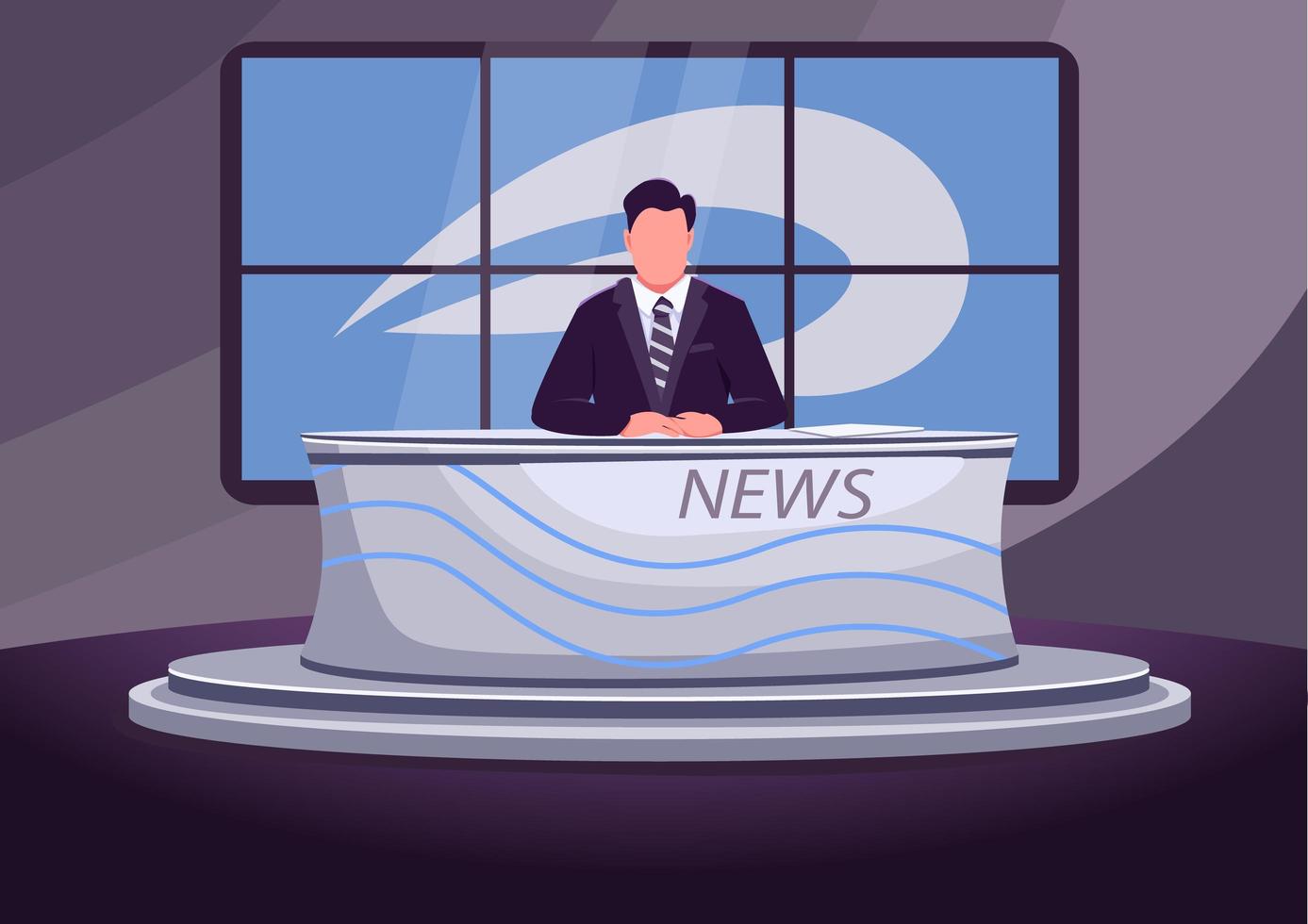 News broadcast stage vector