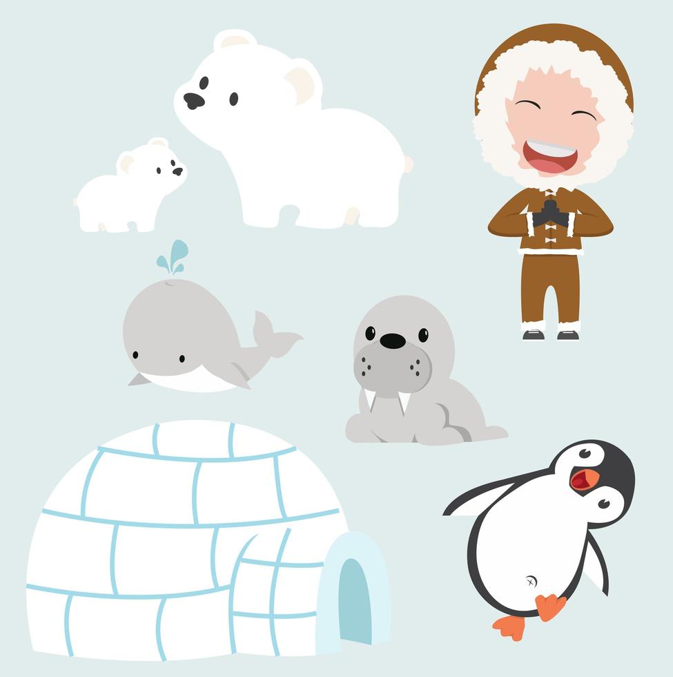 Vector set of eskimo flat design