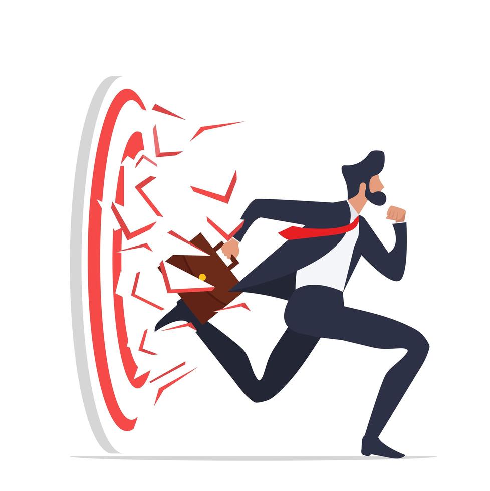 businessman run Breaking target archery to Successful vector