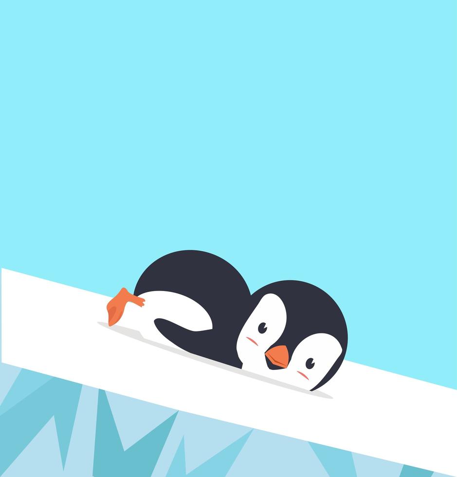 penguin slide on ice vector