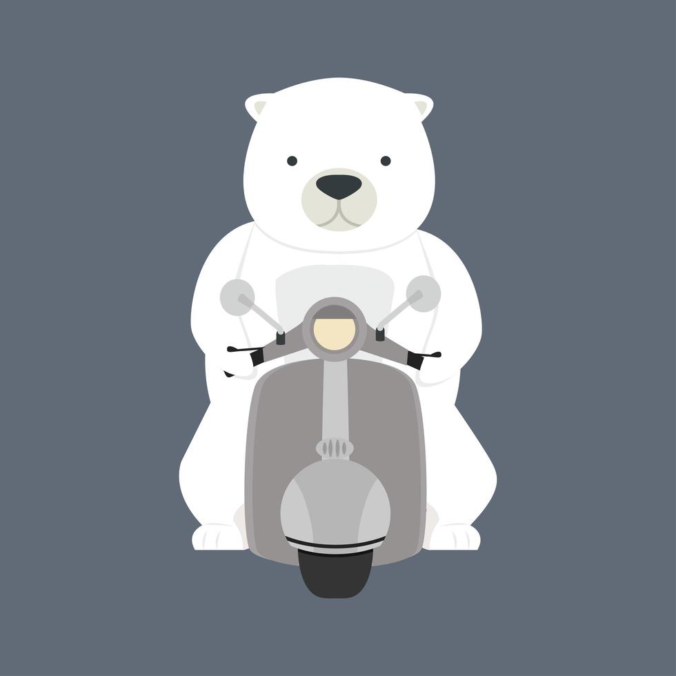 oso polar montando moto vector