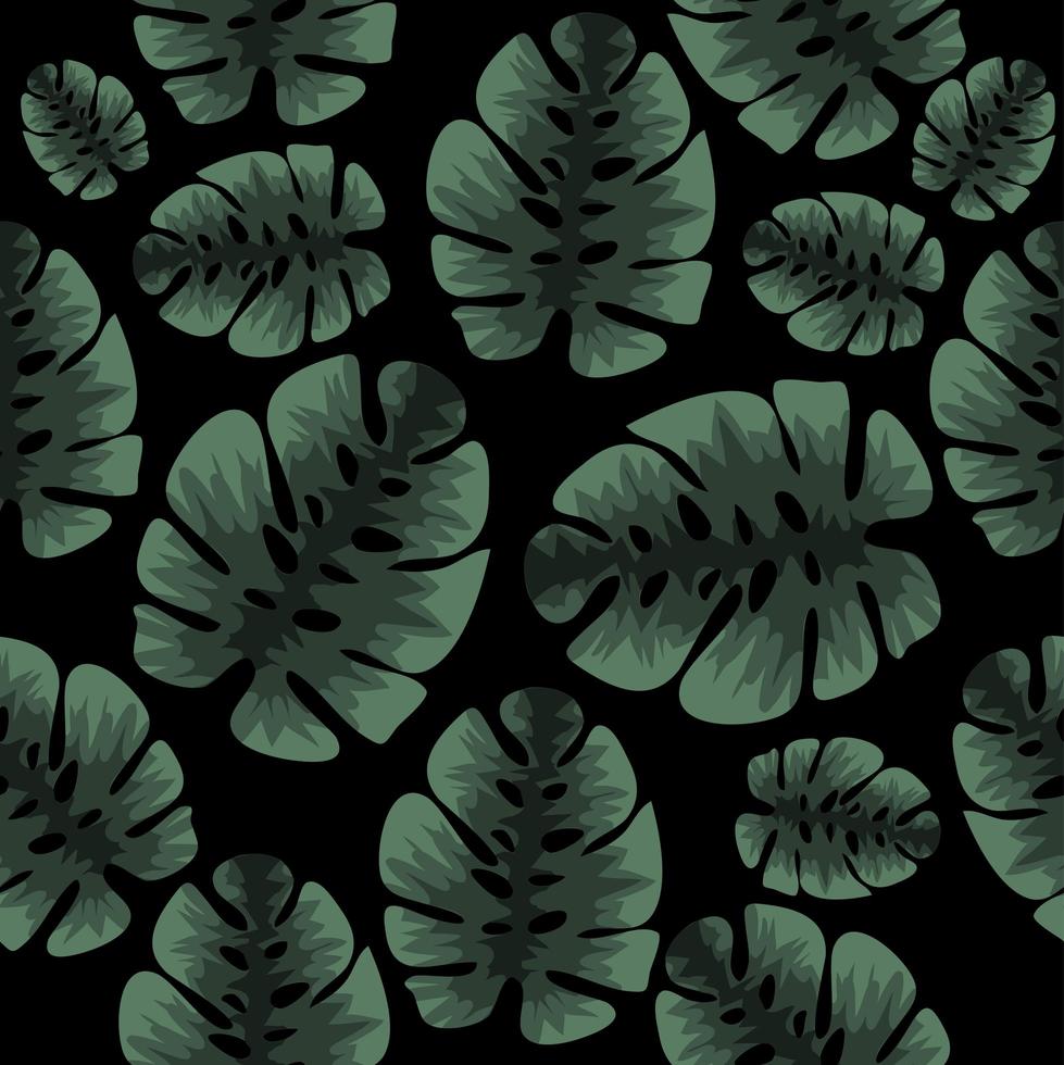 Green seamless tropical leaves pattern vector