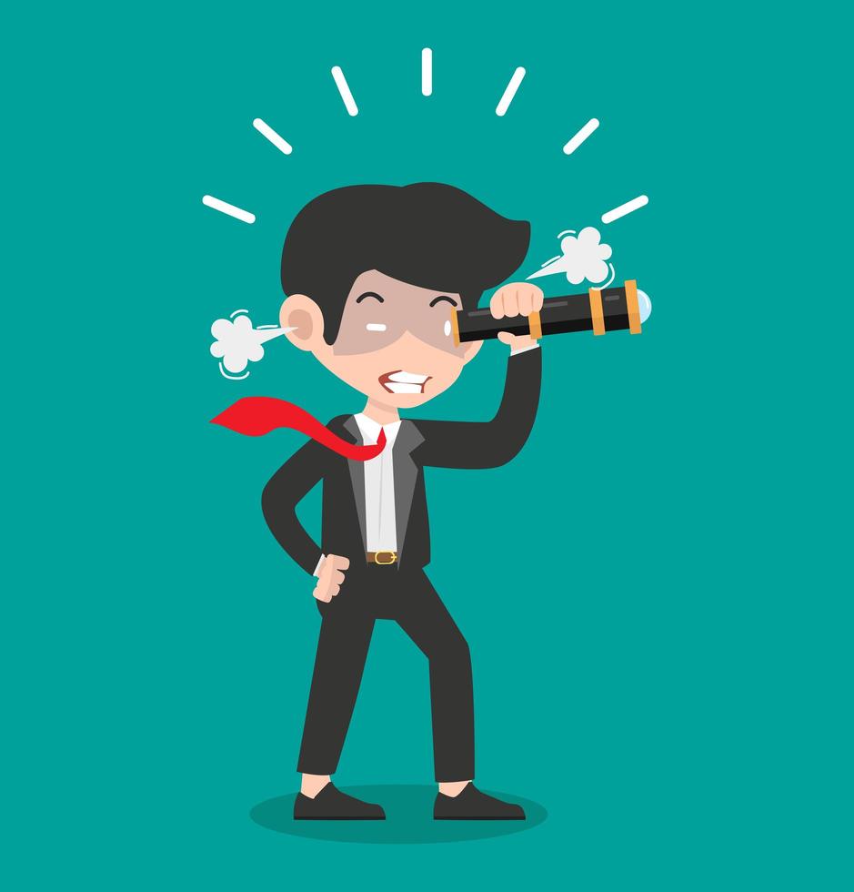 angry businessman with a telescope vector