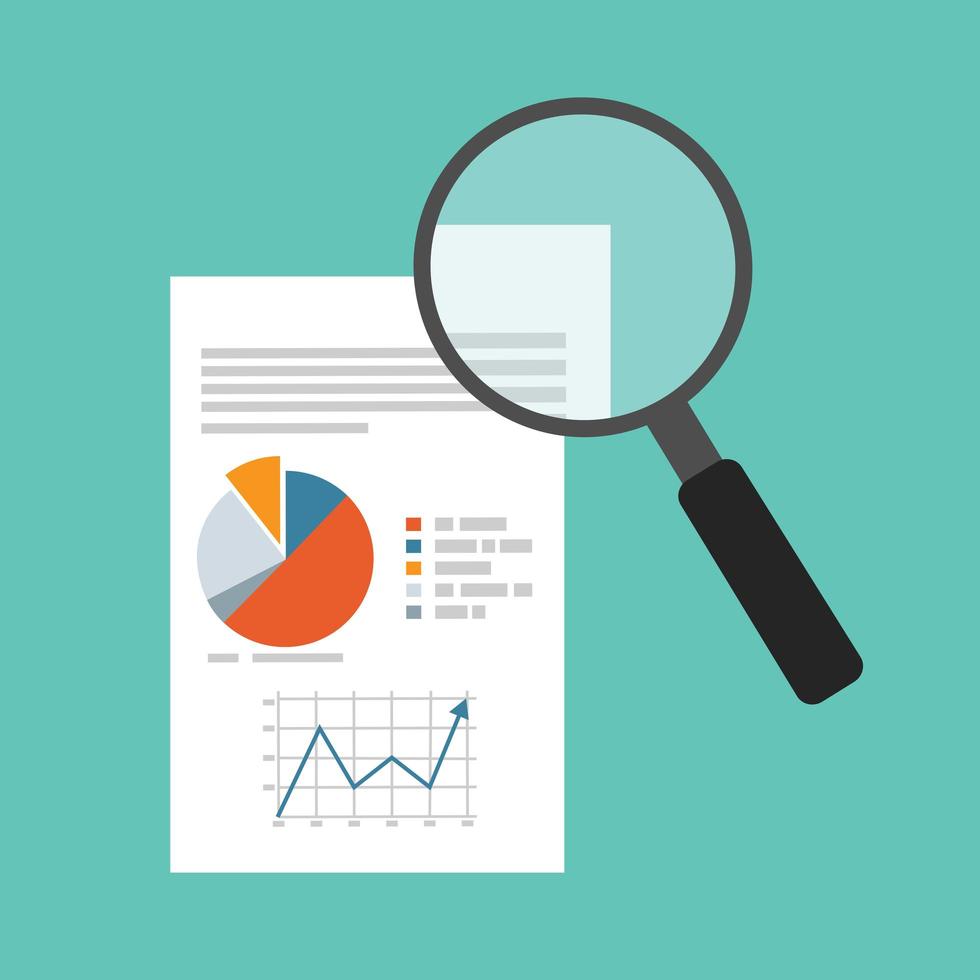 Data analysis with Magnifying glass vector