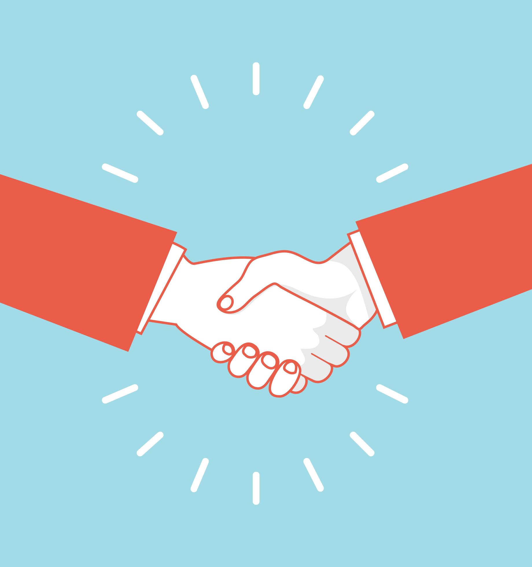 businessmans handshake orange line 1662958 Vector Art at Vecteezy