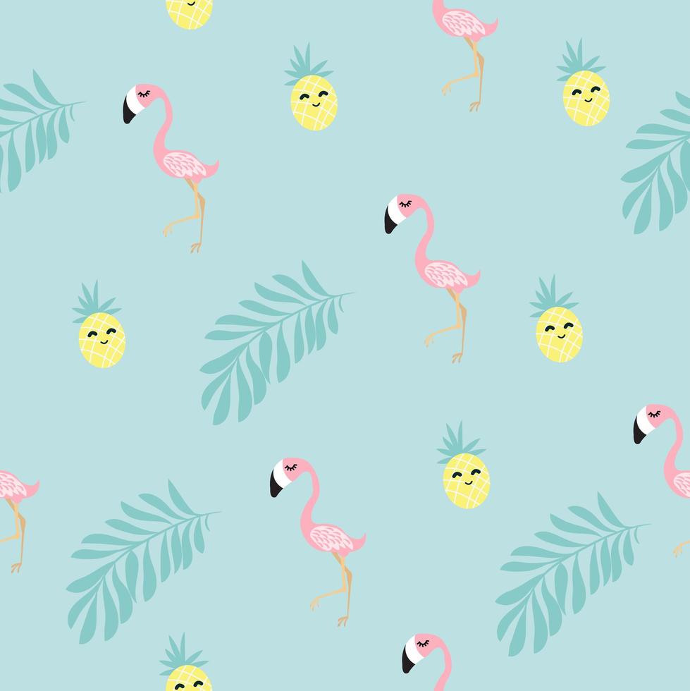 flamingo tropical seamless pattern vector