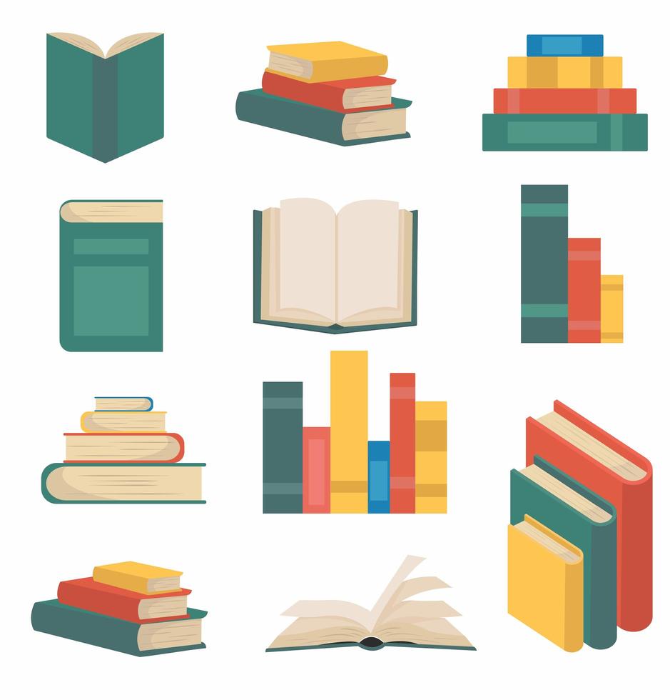 Stack of books in flat design collection vector