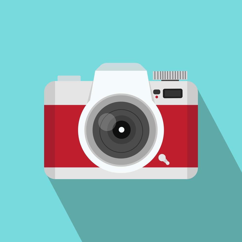 red camera Flat style with long shadow 1663070 Vector Art at Vecteezy