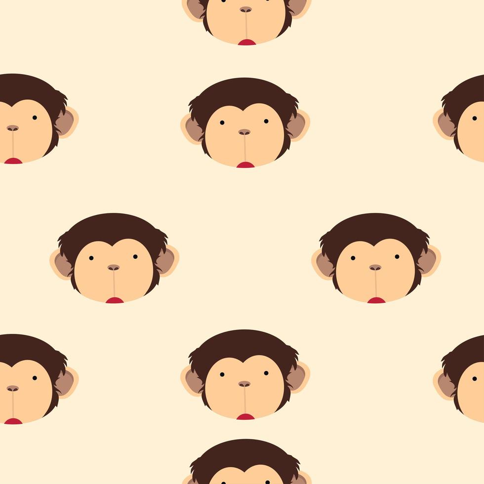 Cute head monkey cartoon Seamless pattern vector