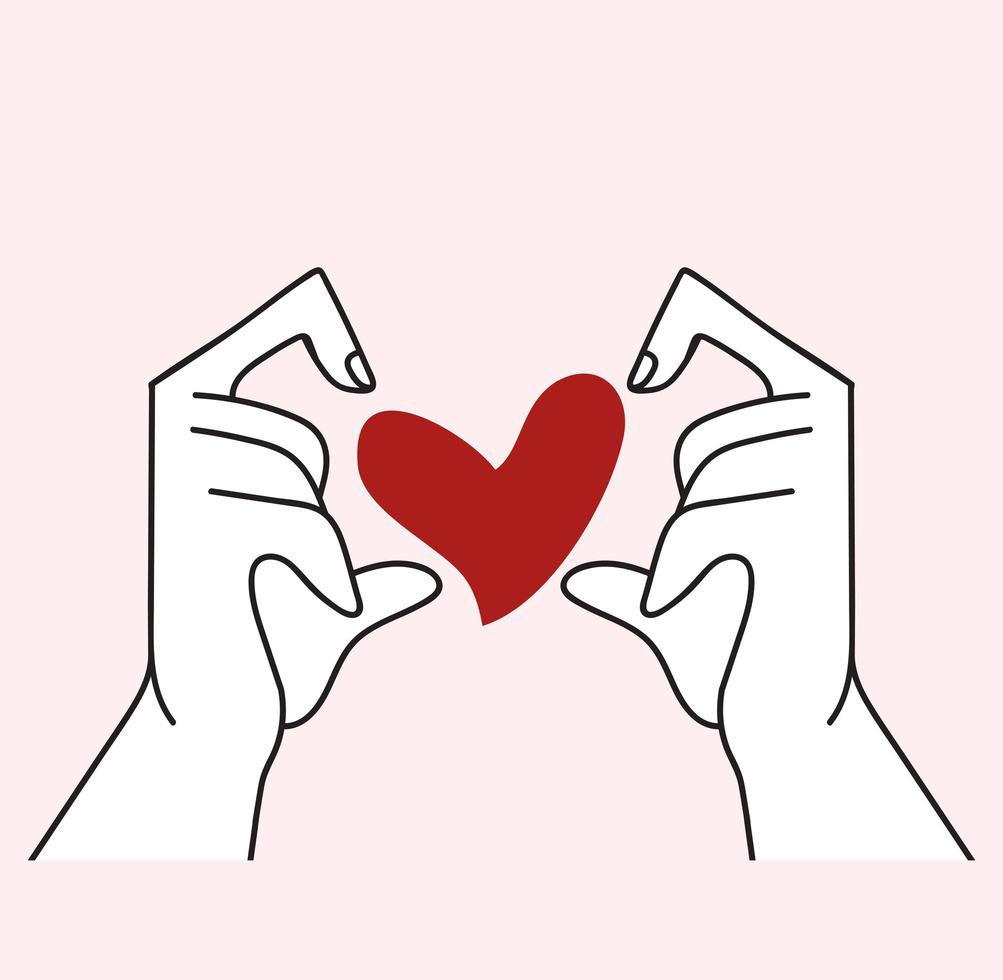 Hands  vector with  shaped heart