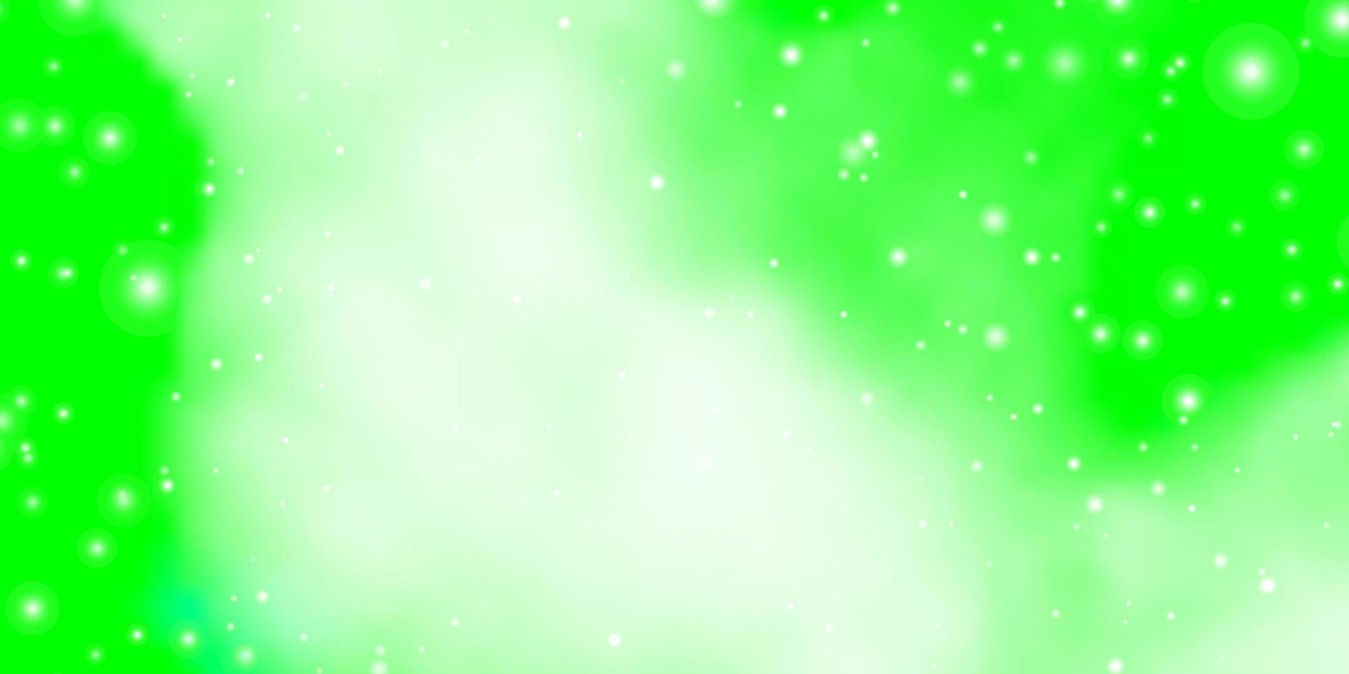 fondo verde claro con estrellas pequeñas y grandes. vector