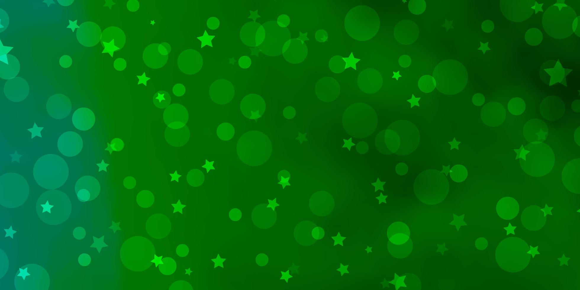 fondo verde claro con círculos, estrellas. vector