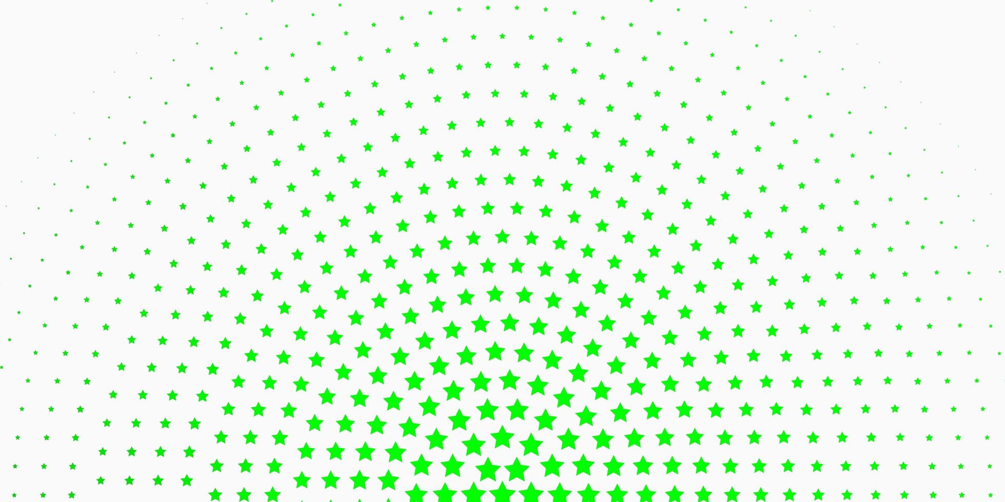 fondo verde claro con estrellas pequeñas y grandes. vector