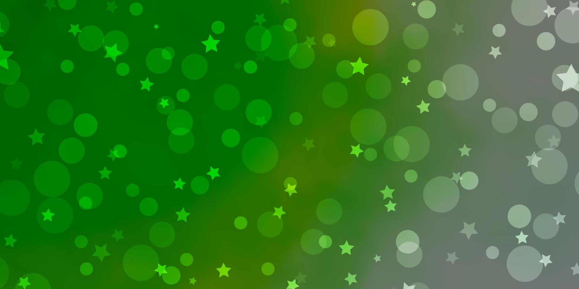 Light Green background with circles, stars. vector