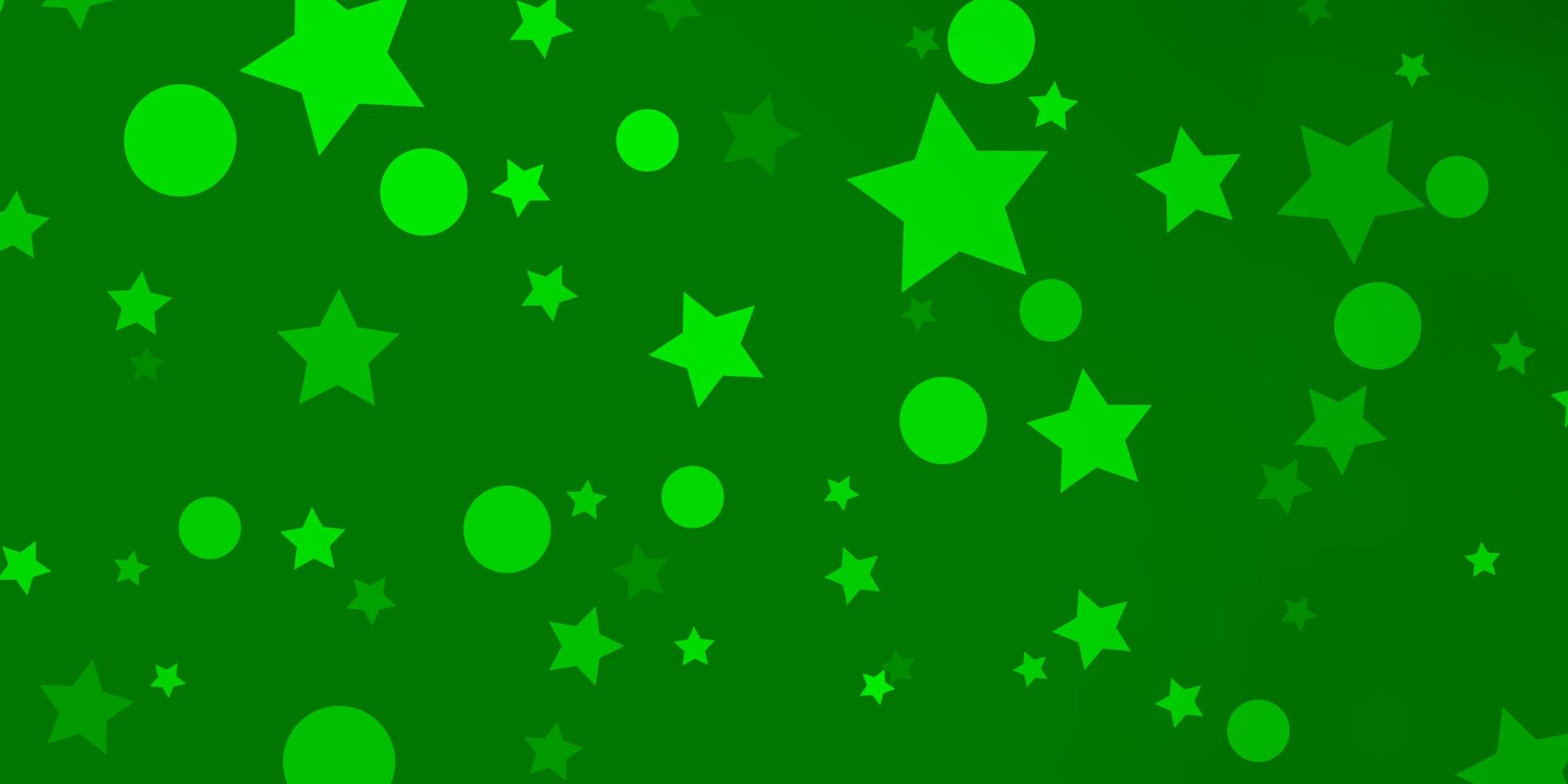 Light Green background with circles, stars. vector