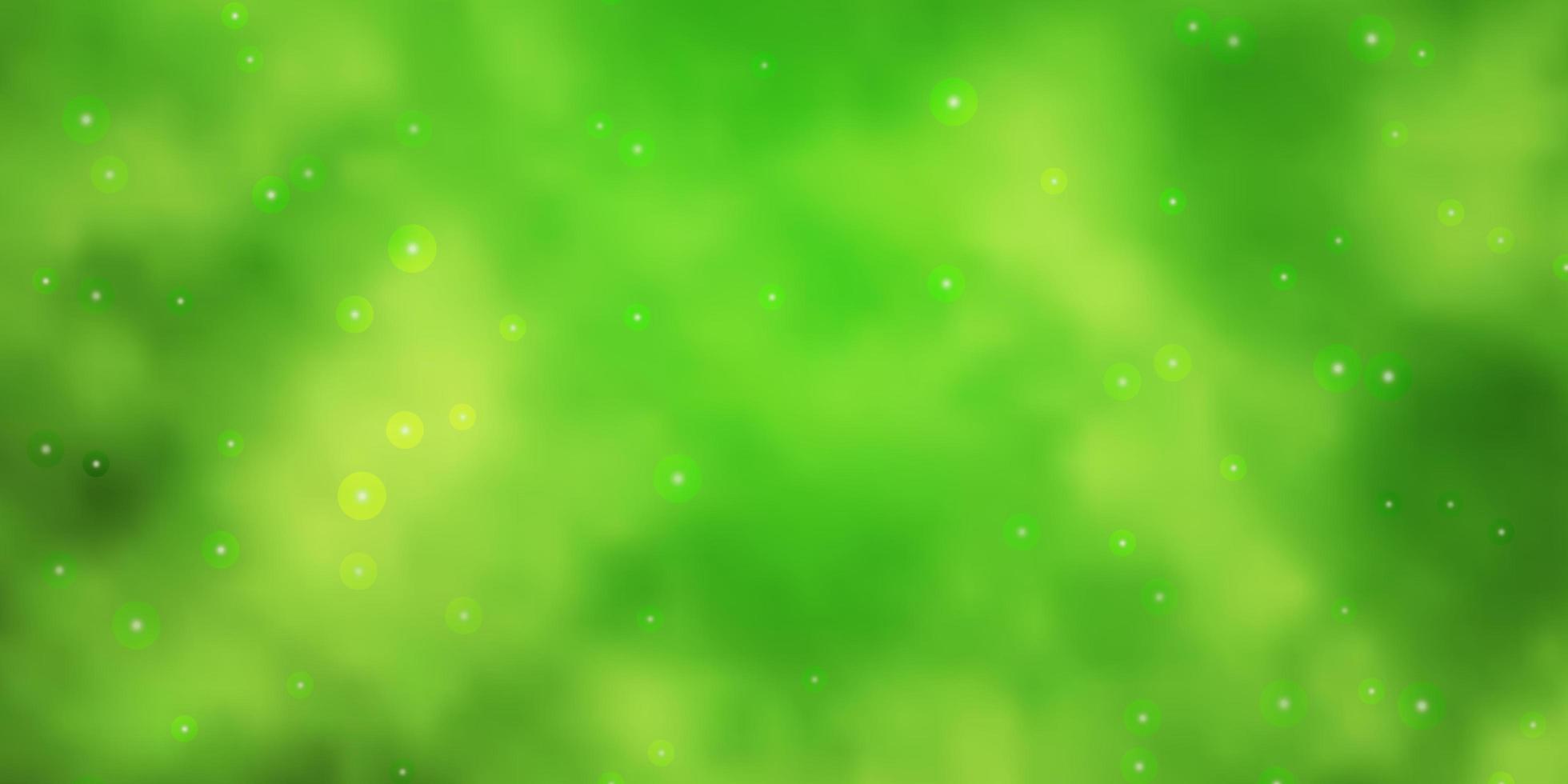 plantilla verde claro con estrellas de neón. vector