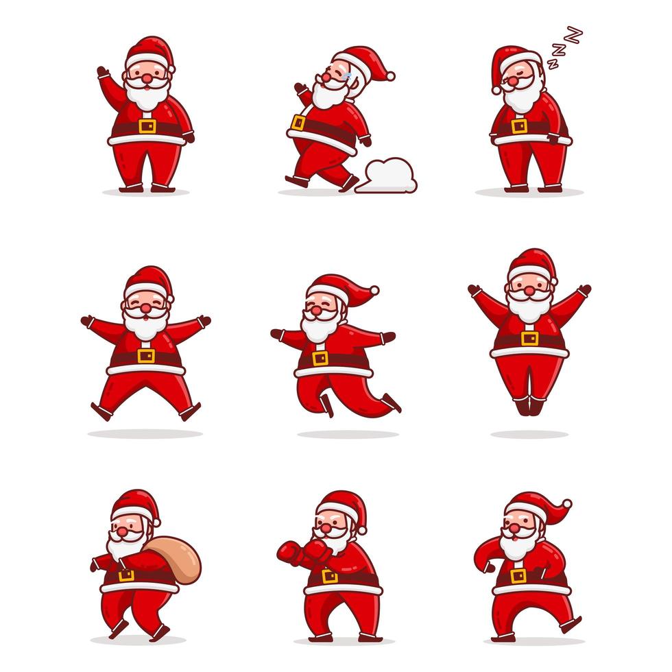 lindo conjunto de diseño de gesto de santa claus vector