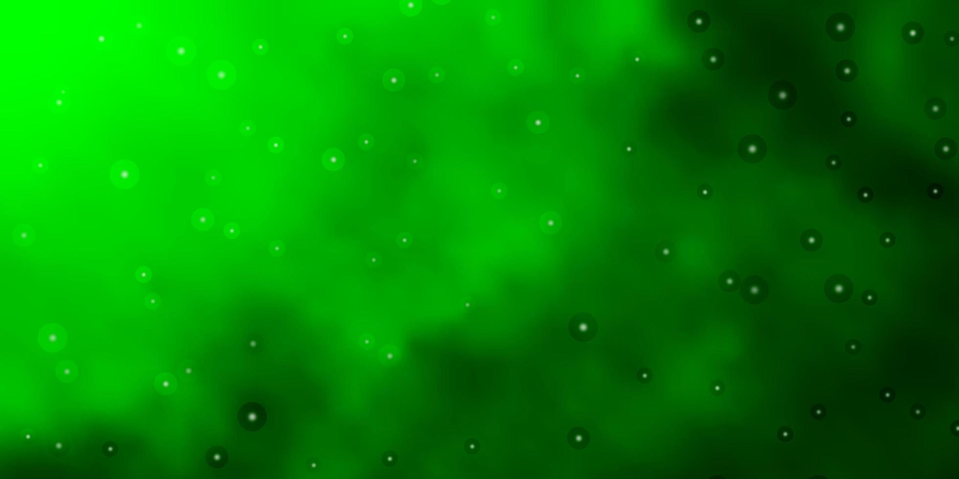 fondo verde claro con estrellas pequeñas y grandes. vector