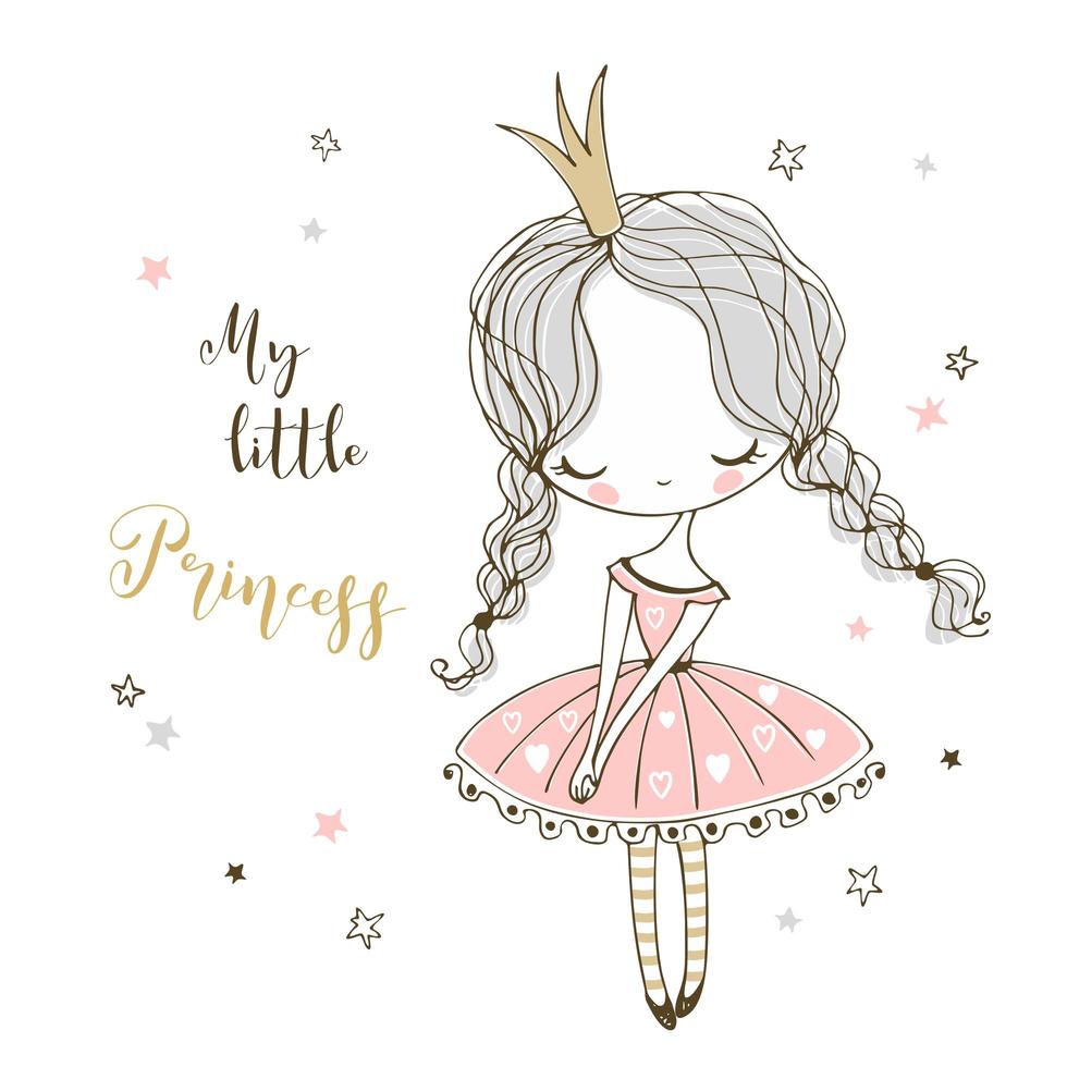 Cute little Princess in Doodle style vector