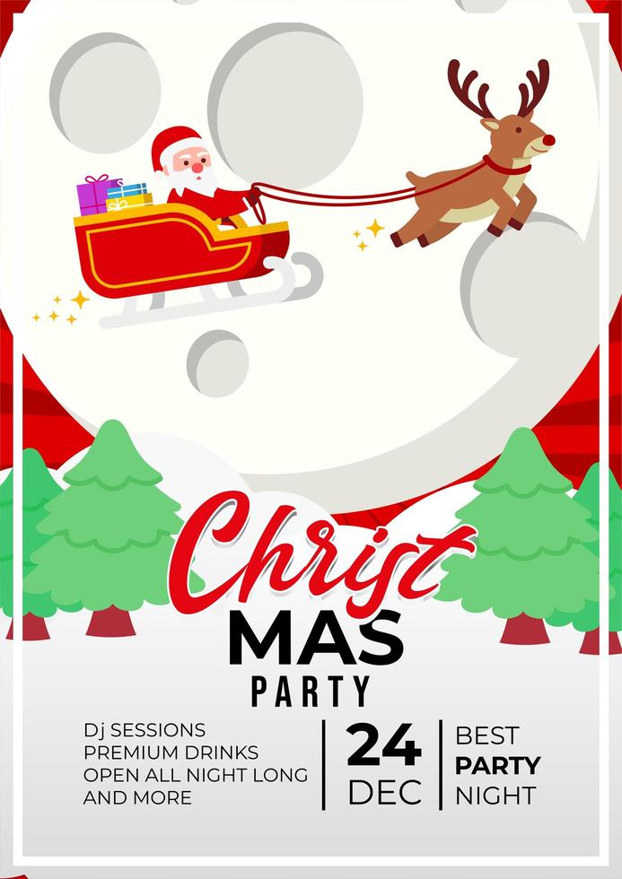 Christmas Party Event Poster Design With Cute Santa vector