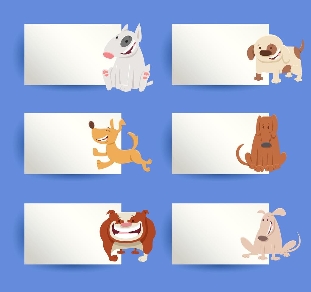 Dogs and cards cartoon design elements set vector