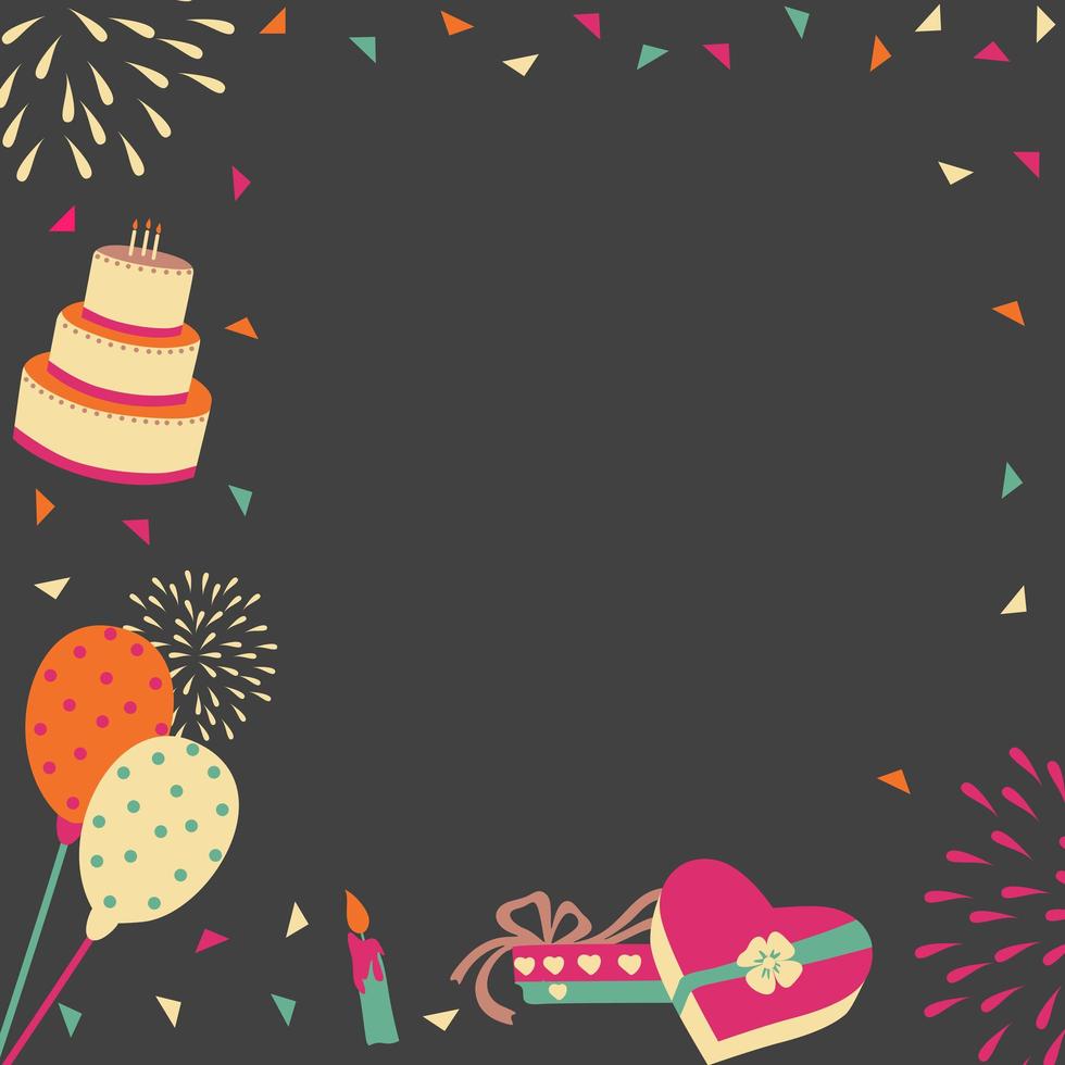 Dark background birthday party frame vector