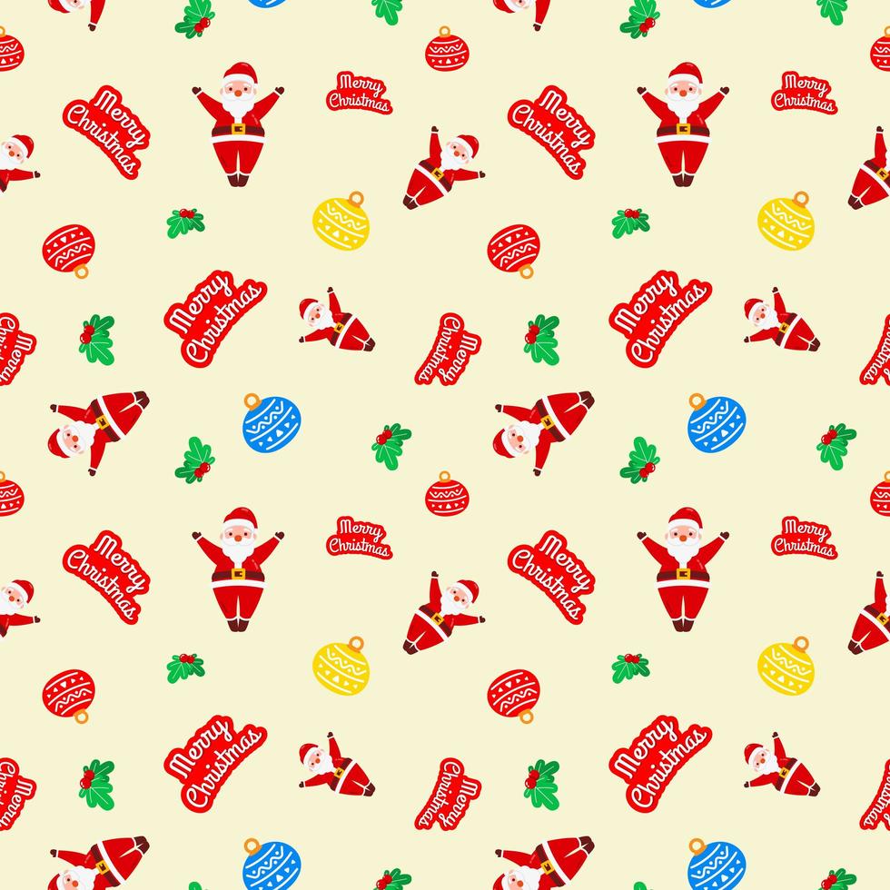 Christmas Cute Jump Santa Claus Cherry Lamp Yellow Pattern vector